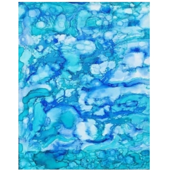 Hand Crafted Blue and White Abstract Design 11x14 Inches Canvas Painting - Picture 2 of 4